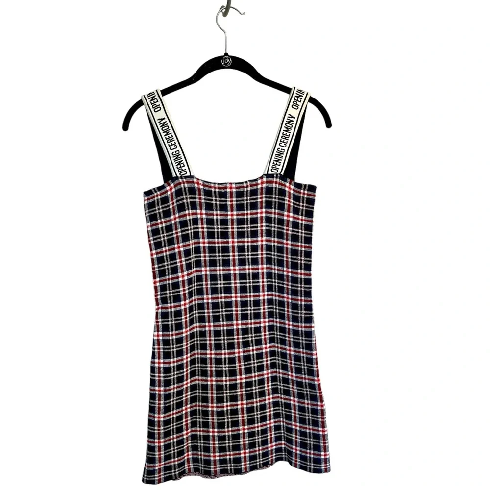 Opening Ceremony spell out logo plaid bodycon mini dress small preppy - Picture 4 of 14